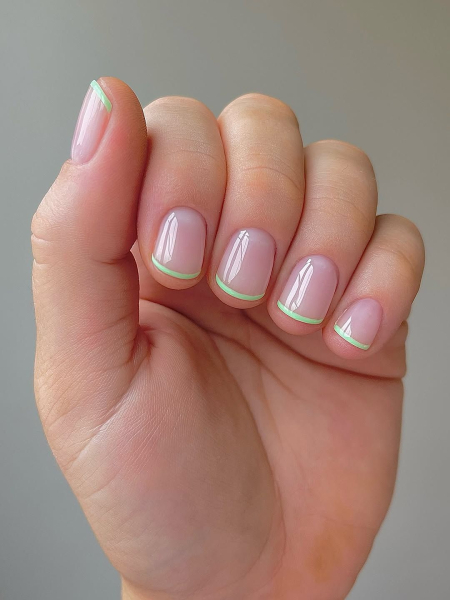 Micro French mint nails